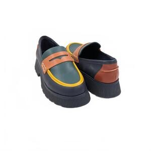 Charlotte Stone Adam Colorblock Leather Platform Loafers Size 8 Chunky